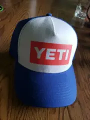 YETI American Logo Badge Snap Back Trucker Hat Red / White / Blue New W/ Tags