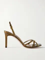 [TOM FORD] TOM FORD - Embellished Lizard-effect Leather Sandals - Brown - IT36 IT 36 Brown