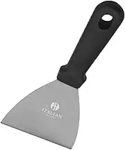 The Italian Kitchen Professional Pizza Dough Scraper, Stainless Steel Triangular Pizza Dough Spatula - 3.75 Inch Blade, 9.5 Inches Overall