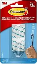 Command 3M 17093CLRES Adhesive Hanging Hook, Large, Holds 4lbs., Clear