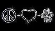 Peace Love Paw Rhinestone Iron on Transfers Hot Fix