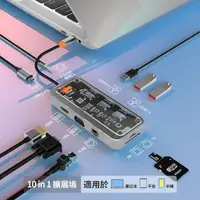 在飛比找momo購物網優惠-【ANTIAN】Type-C 10合1多功能HUB透明轉接器