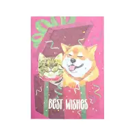 在飛比找博客來優惠-萬用卡-Pets’ Blessing/柴犬貓咪禮物盒 桃紅色