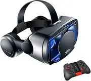 Virtual Reality Headset with Controller Adjustable 3D VR Glasses Virtual Reality Headset HD Blu-ray Eye Protected Support 5~7 Inch for Phone/Android /379 (Color : A50)