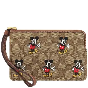 【COACH】Disney聯名米奇大C織紋手拿包-焦糖色(買就送璀璨水晶觸控筆)