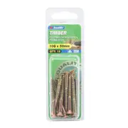 Zenith 10G x 50mm Gold Passivated Countersunk Head Timber Screws - 16 Pack