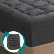STARRY EUCALYPT Bamboo Charcoal Pillowtop Mattress Topper Underlay Pad Cover 7cm Single