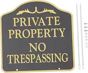 Toddmomy No Trespassing Sign Sign Security Aggressive No Soliciting Yard Sign outside Weatherproof Statement Front No Trespassing Yard Sign Record Decor Aluminum Black