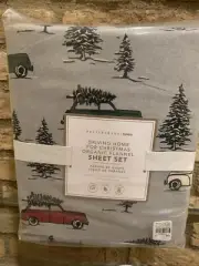 Pottery Barn Teen Driving Home For Christmas Organic Flannel Twin Sheet Set New