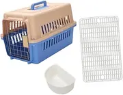 STARTIST Dog Travel Carrier Dog Kennel with Bowl & Tray Comfortable Handle Portable Pet Transport Box Pet Box for Travel Small Animals, Blue