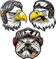 3pieces Retro Motorcycle Stickers, Eagle Motorbike Stickers, Creative Cartoon Animal Decals, Cool Decorative Decals for Motorcycle Skateboard Laptop and Bumper