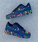 Nike Air Force 1 Custom Shoes Black Neon Splatter Green Blue Red Mens Womens