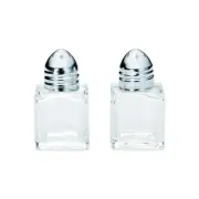 (Set of 2) Mini Salt and Pepper Shakers, 0.5 Oz Glass Cube Body salt and pepper