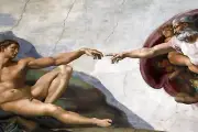MICHELANGELO AND THE HAND OF GOD ARTWORK 4x6 GLOSSY PRINTED POSTCARD
