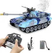 Spobot RC Tank 1:18 Russian T-90 Remote Control Tank 2.4G Military Vehicle Tank Fight with Smoking and Vibration Controller Shoot BBS Airsoft Bullets Main Battle Toy for Kids and Adults