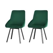 Set of 2 Velvet Dining Chairs Green