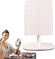 Uonguon Trifold Vanity Mirrors, Rechargeable LED Makeup Mirrors, Touch Screen Dimming Mirrors, LED Makeup Mirrors with Lights, Magnification Vanity Mirrors, Travel Makeup Mirrors