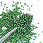 Seed Beads 6/0 Silverlined Glass Green Color 4mm - 50 grams 496 beads - BD1291