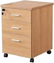 Filing Cabinet Wooden Floor-to-Ceiling Mobile File Cabinet Simple Modern Storage Short Cabinet with Lock Three Drawers Cabinet Storage Cabinet(Natural)