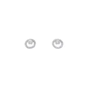 Bevilles 10mm Sterling Silver Open Circle Stud Earrings with Cubic Zirconia