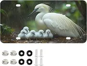 AIXIWAWA White Bird Family Car License Plate for Automobile Front Rear 12x6 in Standard Aluminum Alloy Metal Car Tags Decorative Plates