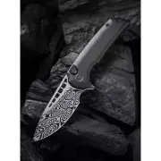 WE KNIFE WE054BL-DS1 MINI MALICE Button Lock Folding Knife, Damasteel