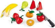 Hape Fruit Cutting Play Set - Kids Kitchen Food Toys with Safe Knife - Pretend Play Sliceable Fruits for Learning and Educational Fun Ages 3+