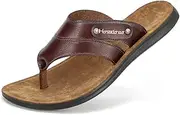 [Harssidanzar] Flip Flops for Men, Comfortable Vintage Toe Sandals, Lightweight Summer Beach Sandals, KM216