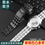 新適配斯沃琪YAS109 YIS408系列三叉口手錶帶男精鋼凸口不鏽鋼錶鏈