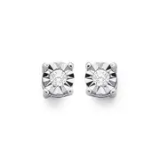 9ct White Gold Diamond Stud Earrings Tdw=.10ct