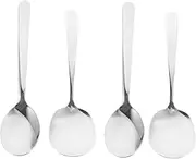 FUNOMOCYA 4Pcs Stainless Steel Rice Spoons Non Stick Soup Scoops for Easy Serving and Cleaning Ergonomic Design for Home Restaurant and Hotel Use Silver