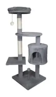 44" Dark Gray Activity Cat Tower 5 Level Perch Soft Cave Condo Feline Pet Sleep