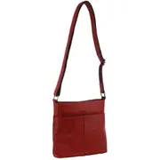 Milleni Women's Nappa Luxry Leather Shoulder Crossbody Bag 25x25cm Red