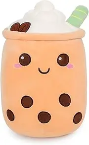 AIXINI 19.6 inch Stuffed Bubble Tea Plush Coffee Pillow Cartoon Cylindrical Milk Boba Tea Cup Pillow, Super Soft Kawaii Hugging Cushion Realistic Plush Food