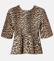 [Ganni] Ganni Leopard-print cotton top AU 10 brown