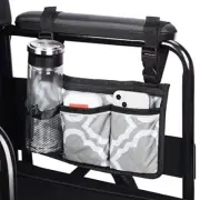 Wheelchair Armrest Side Bag with Cup Holder for Walker Rollator Stroller