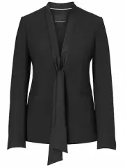 BANANA REPUBLIC $198 BLACK LIGHTWEIGHT WOOL TIE FRONT BLAZER JACKET 2