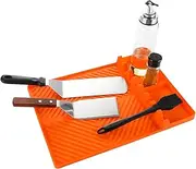 Silicone Griddle Tools Mat | Heat-Resistant BBQ Mat - Utensil Rest, Silicone Pad, Barbecue Tool, Dishwasher Safe Kitchen Gadget