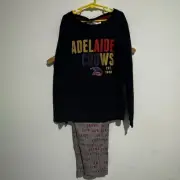 Adelaide Crows AFL Boys Youth Printed 2 Piece Pyjama Set Size 10 New