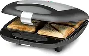 ROMMELSBACHER ST 1410 Sandwich Maker for 4 Sandwiches, 2-Layer Non-Stick Coating, Quick Heating, Heat-Insulated Handle, Space-Saving Storage, Black/Stainless Steel