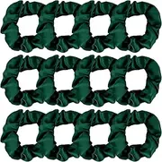 Jaciya 12 Packs Green Hair Scrunchies Satin Scrunchy Elastic Band Hair Bobbles Scrunchies Hair Ties Ponytail Holder Hair Accessories for Women Girls
