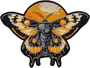 EMBROVERSE Lunar Moth Large Back Patch - Night Sky Butterfly, Moon Phase Astral Winged Insect, Outdoor Adventure Embroidered Iron-On Jacket Accessory, 12.6 x 10 inches