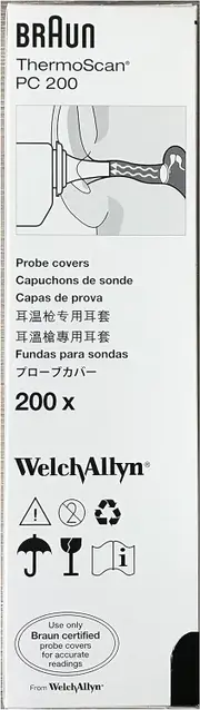Thermoscan PC 200 Braun Probe Covers for Pro 4000 Thermometer Box 200pcs