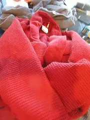 Pottery Barn Waffle weave resort Robe Christmas Valentines Day M Medium red New