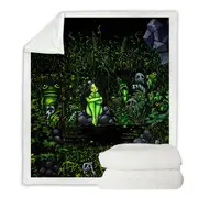 Green Wood Nymph Girl Surrounded by Odd Creatures Throw Blanket