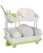 Fresh Fab Finds NewHome 2-Tier Dish Drying Rack/Cutlery Drainer NoSize White