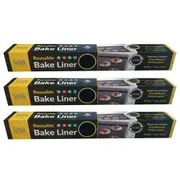 3x Nostik Large Reusable 40cm Bake Liner Non-Stick Rectangle Baking Mat/Pad BLK