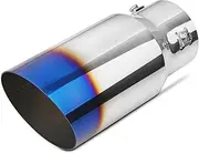 Vurkcy 1.5"-2.5" Inlet Adjustable Exhaust Tip, 4" Outlet 9" Overall Length Blue Burnt Stainless Steel Tail Pipe fit for 1.5"/ 1.75"/ 2.0"/ 2.25"/ 2.5" OD Tailpipe, Bolt-On