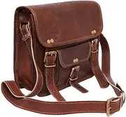 pranjals house Leather Bag Vintage Handmade Genuine Small Briefcase Ipad Tab Tablet Bag Size (L) 11 (H) 9 (W) 3, Brown, Messenger Bags, Brown