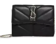 Steve Madden Women's Basha Quilted Crossbody Wallet Black Silver